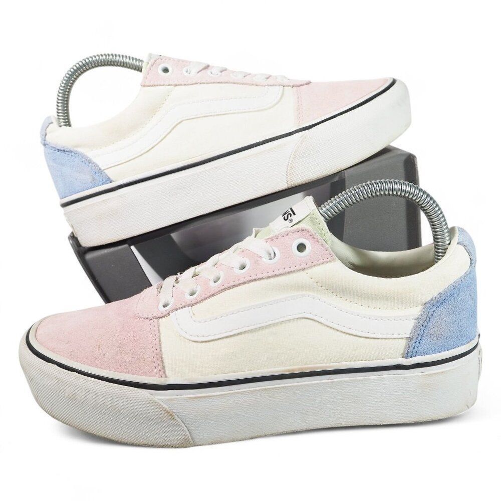 Vans Ward Platform Suede Colorblock Skate Sneakers Pink / Blue / White Women's 8